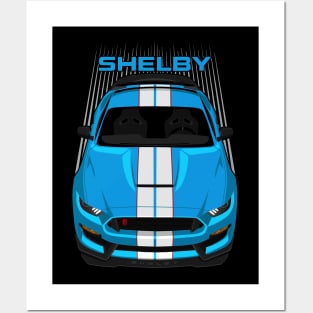 Ford Mustang Shelby GT350R 2015 - 2020 - Grabber Blue - White Stripes Posters and Art